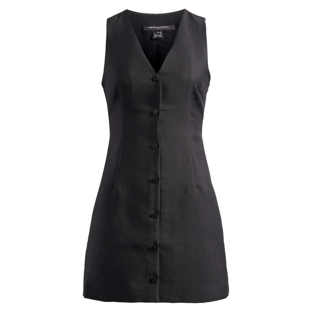 French Connection Taffeta Sleeveless Mini Dress In Black US Size‎ 6 NWT